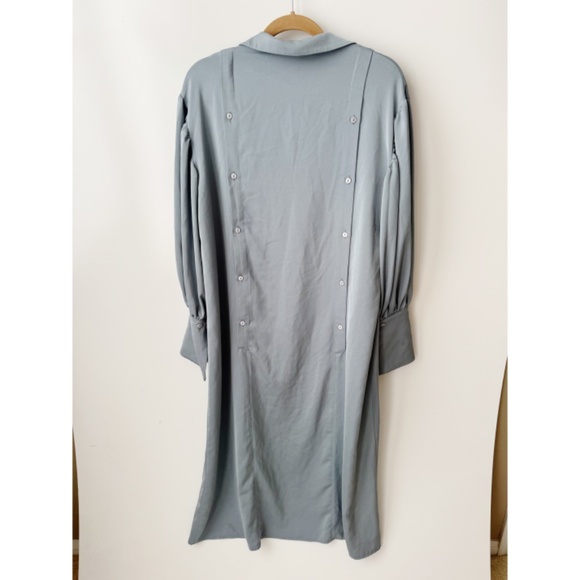 Nap Loungewear Drape Shirt Robe Maxi Dress in frost blue M - Picture 4 of 9